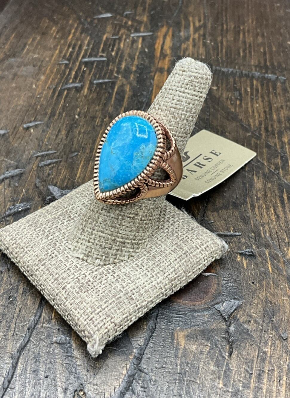 Barse Boheme Teardrop Ring- Turquoise- Copper-8- NWT